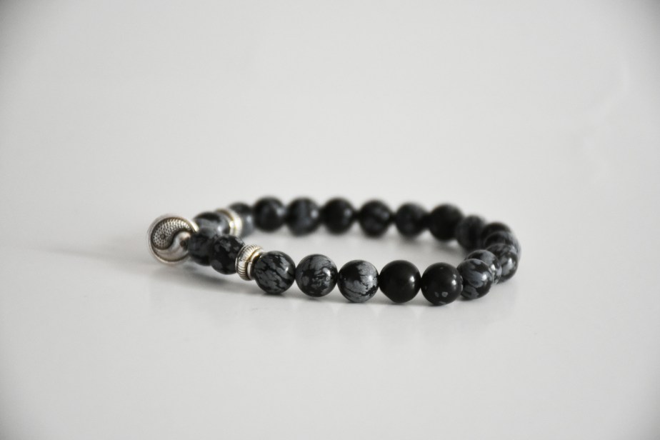 Black Obsidian Mala Bracelet with Yin Yang&nbsp;charm