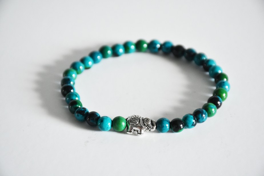 Chrysocolla Bracelet with Elephant&nbsp;Charm